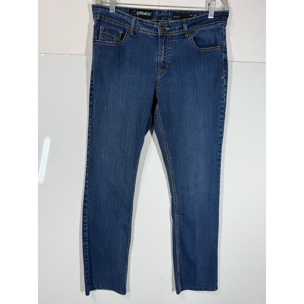 Jordache Skinny Fit Jeans Dark Wash Mid Rise Preppy Casual Womens 12W